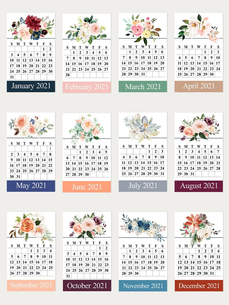 2021 Mini Calendar 2021 Mini Desk Calendar 2021 Calendar-Mercantile Holiday 2021