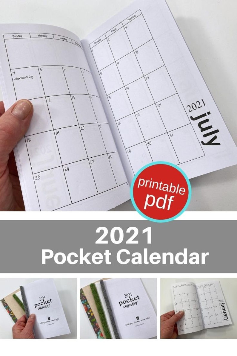 2021 Mini Printable Pocket Calendar Minimalist Style | Etsy-Free Printable 2021 Pocket Calendars