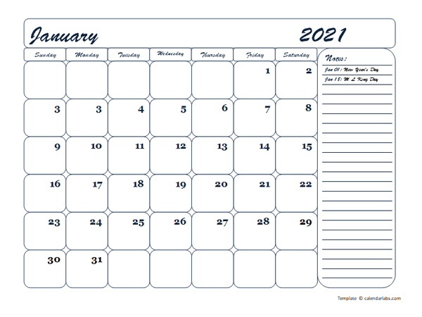 2021 Monthly Blank Calendar Template - Free Printable-Blank Monthly Calendar Printable 2021