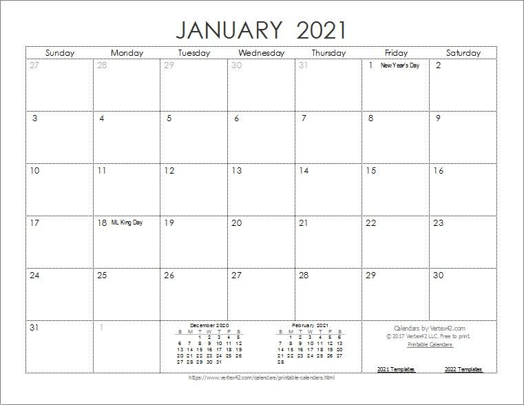 2021 Monthly Calendar Template Word-2021 Calendar Printable Free