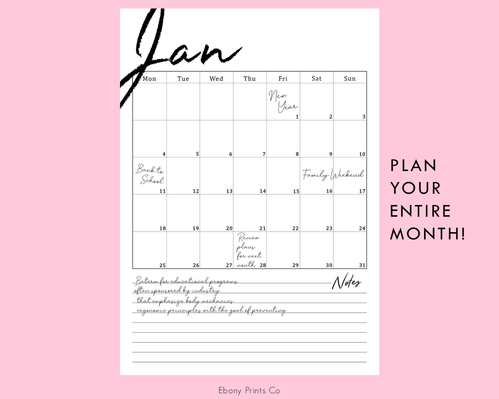 2021 Monthly Calendar | Vertical | 12 Months Planner-2021 Free 12 Month Printable Monthly Calendar With Holidays