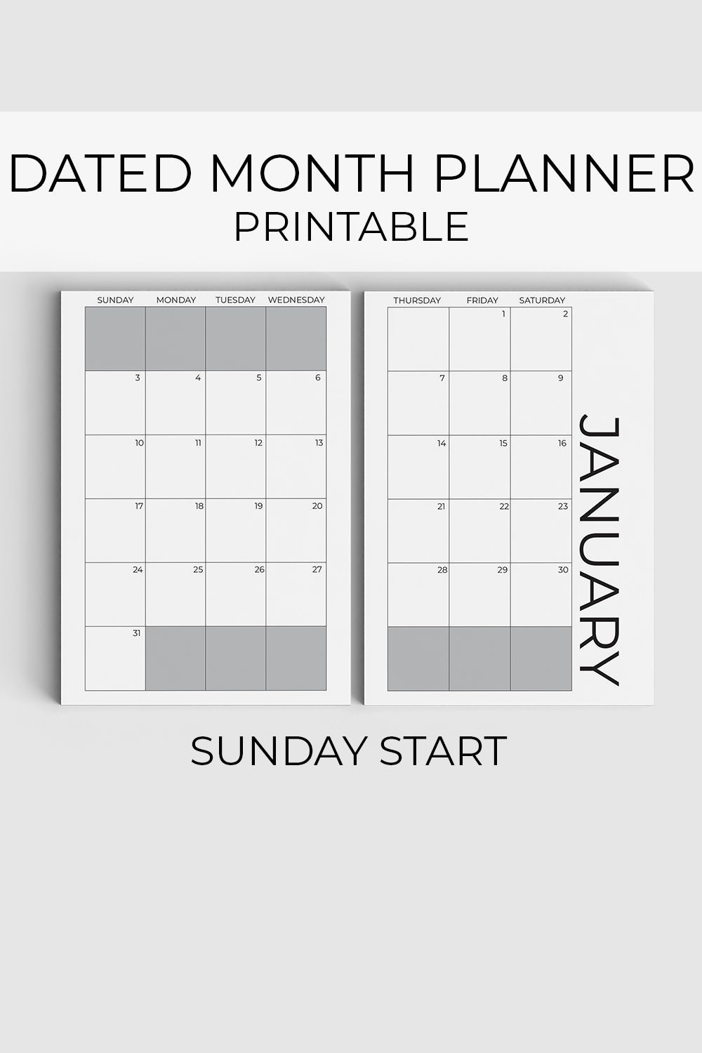 2021 Monthly Planner Printable, Sunday Start, Dated-2021 Printable Monthly 2 Page Planner