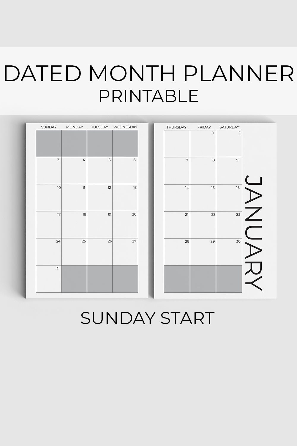 2021 Monthly Planner Printable, Sunday Start, Dated-Printable 2021 Monthly Calendar 2 Pages