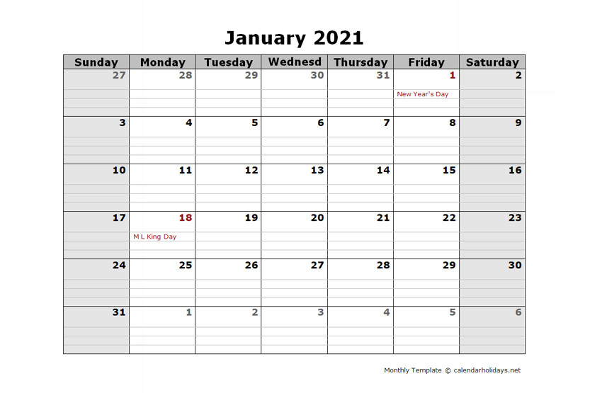 2021 Monthly Template - Calendarholidays-Printable 81/2 X 11 June 2021