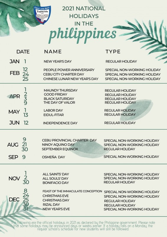 2021 National Holidays In The Philippines :: معاهد فيلا-List Of National Food Holidays2021