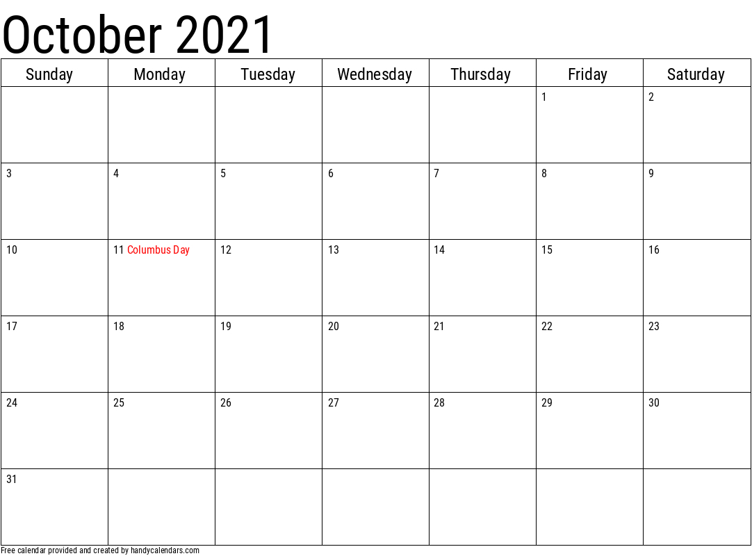 2021 October Calendars - Handy Calendars-2021 Monthly Calendar Templates Qith Prior And Next Month