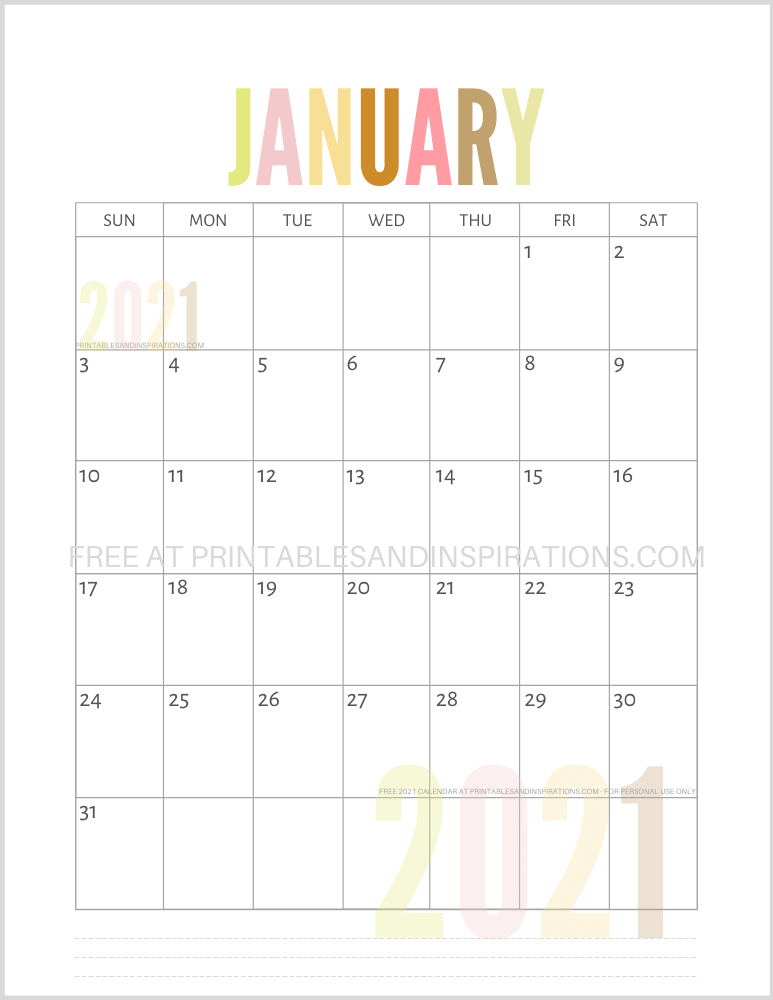 2021 Planner Printable-Printable Monthly Planners For 2021