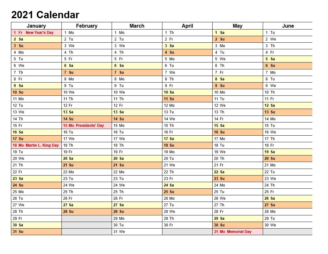 2021 Printable Calendar Landscape Format-Free Calendar Templates Printable 2021