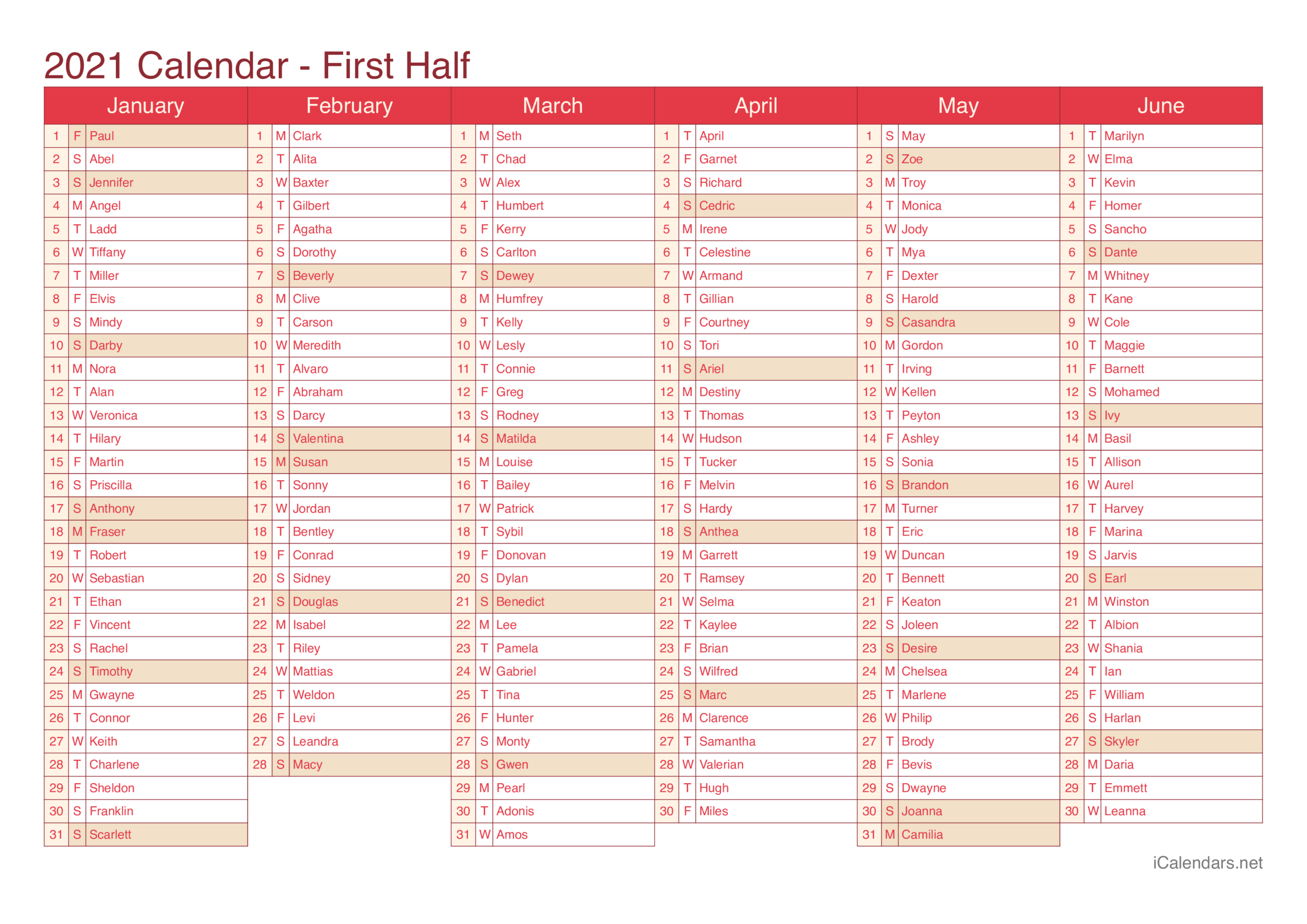2021 Printable Calendar - Pdf Or Excel - Icalendars-2021 Half Page Monthly Calendar Template