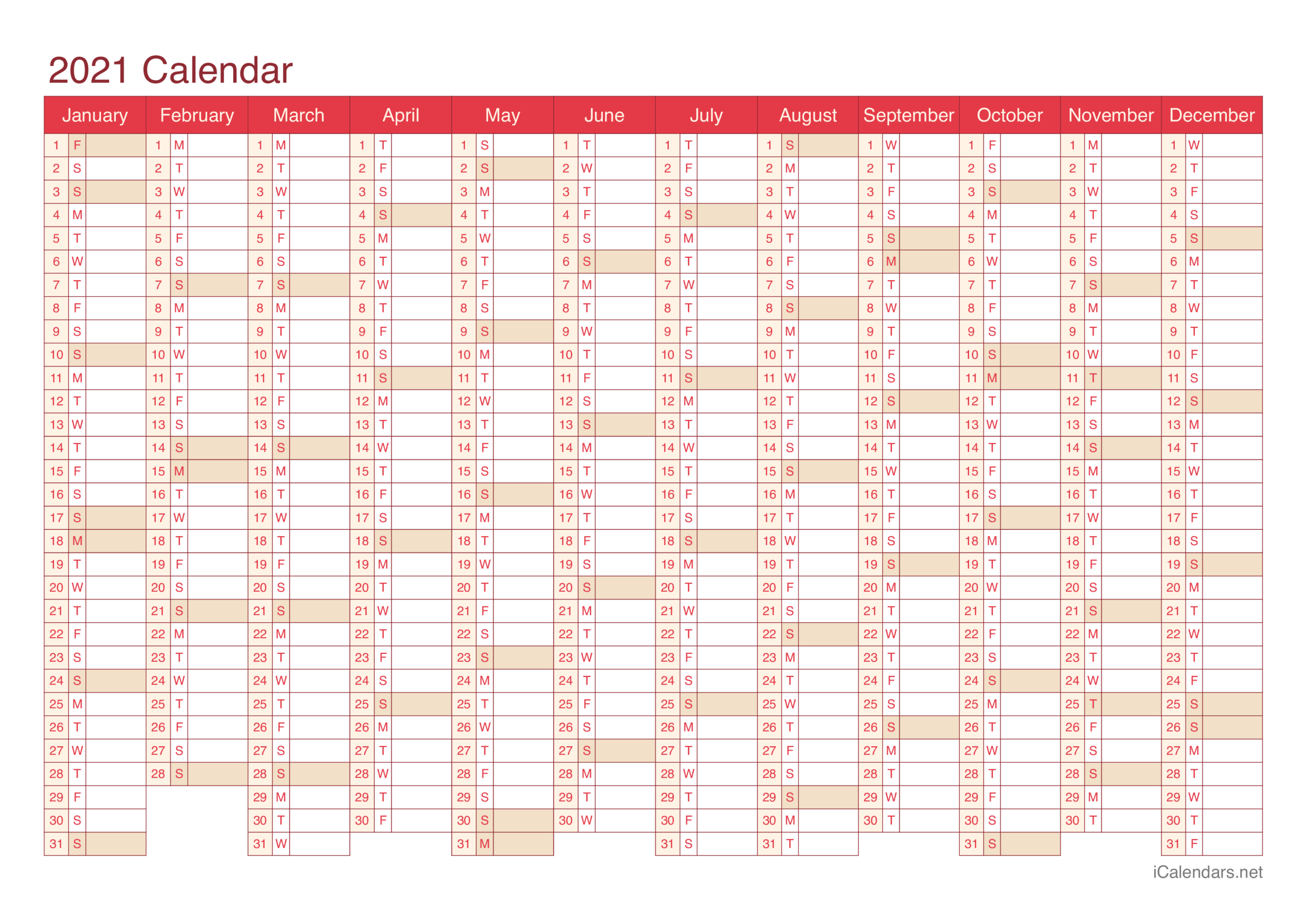 2021 Printable Calendar - Pdf Or Excel - Icalendars-Free Calendars 2021 Printable