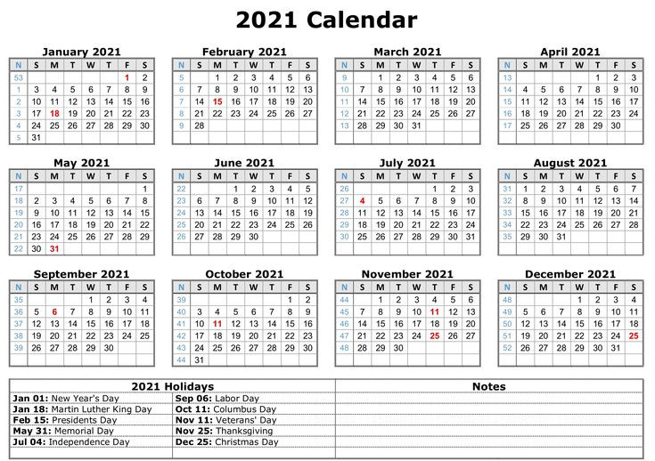 2021 Printable Calendar With Holidays | Free Printable-2021 Attendance Calendar Printable