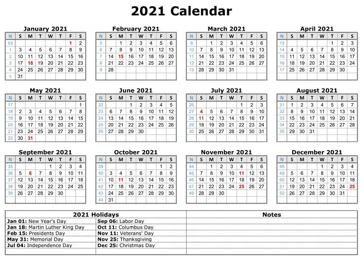 2021 Printable Calendar With Holidays | Free Printable-Monthly Schedule Calendar Template Free Printable2021