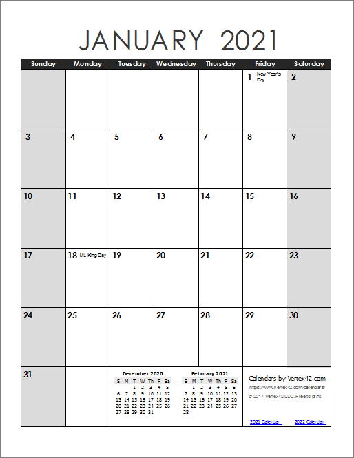 2021 Printable Monthly Calendar Portrait-2021 Printable Calendar By Month