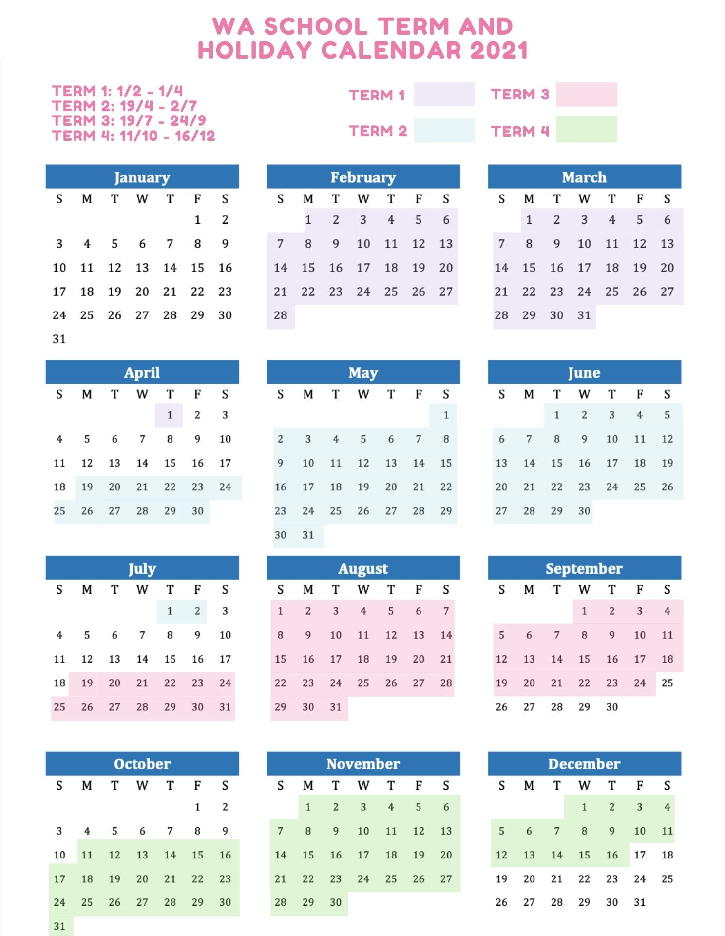 2021 School Holidays And Term Dates Australia-2021 Attendance Calendar Wa And Or