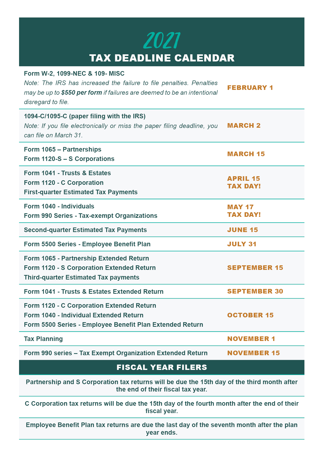 2021 Tax Deadline Calendar-May 2021 Bill Pay Calendar