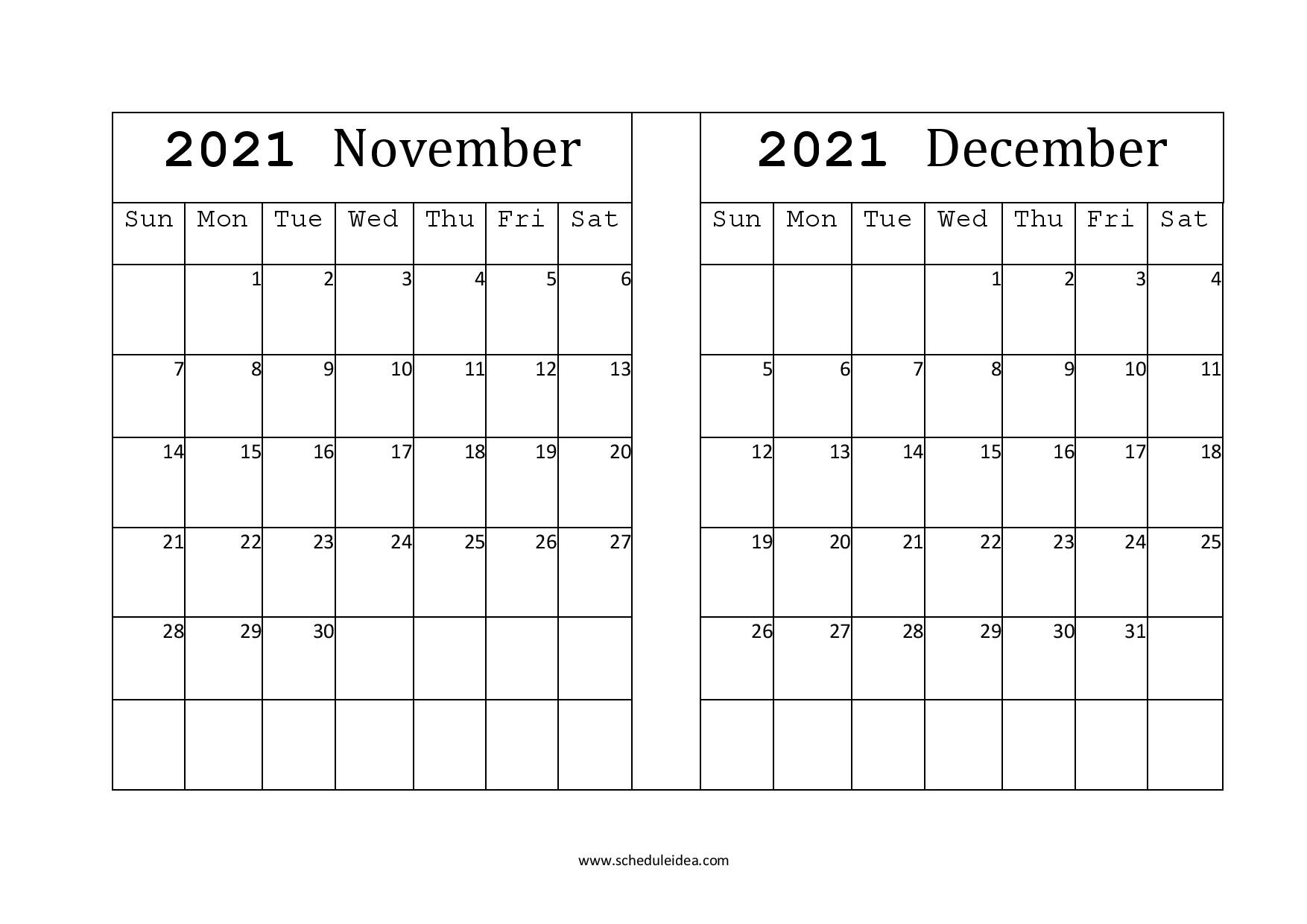 2021 Two Month Calendar Printable Templates In Pdf Format-2021 Printable Monthly 2 Page Planner