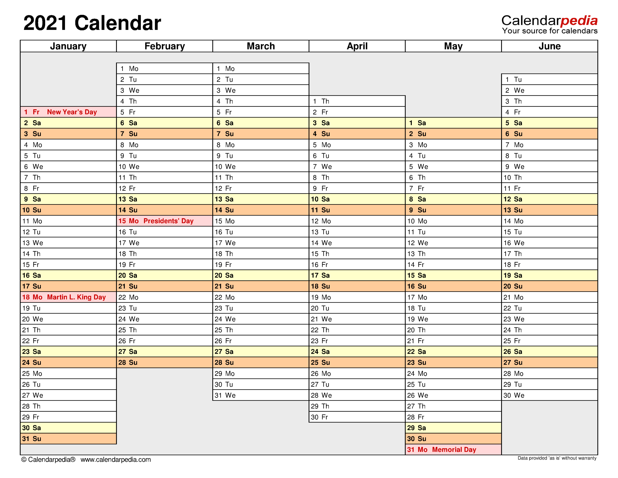 2021 Year Planner Printable-Employee Vacation Calendar Excel 2021