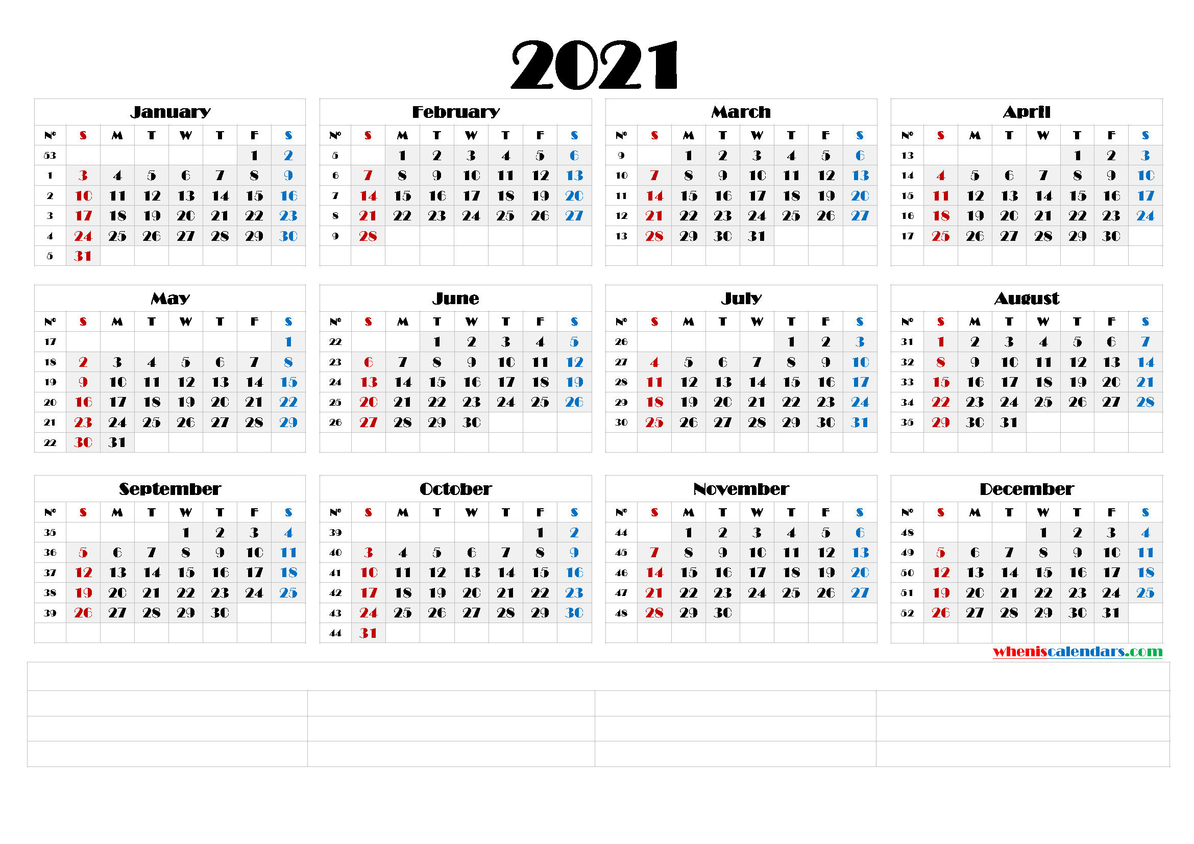 2021 Yearly Calendar Template Word (6 Templates)-Calendar 2021 Template Word