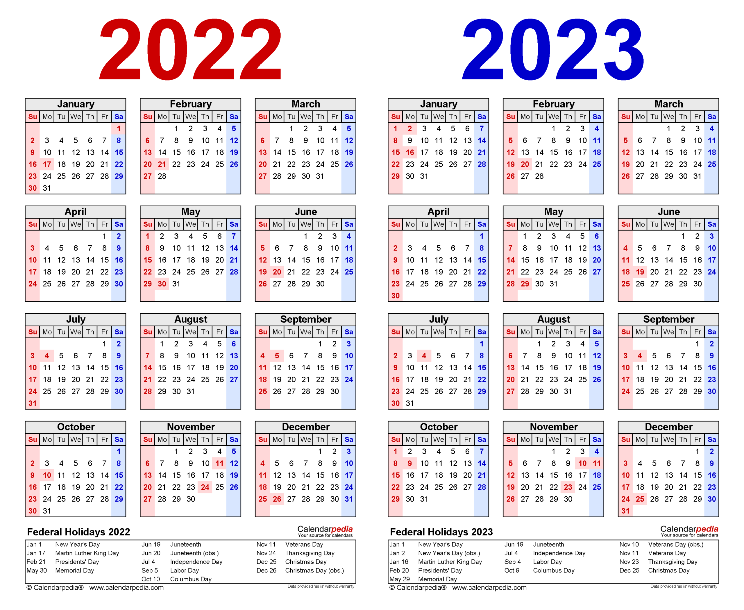 2022-2023 Two Year Calendar - Free Printable Word Templates-2 Page 2021 Calendar Template Printable