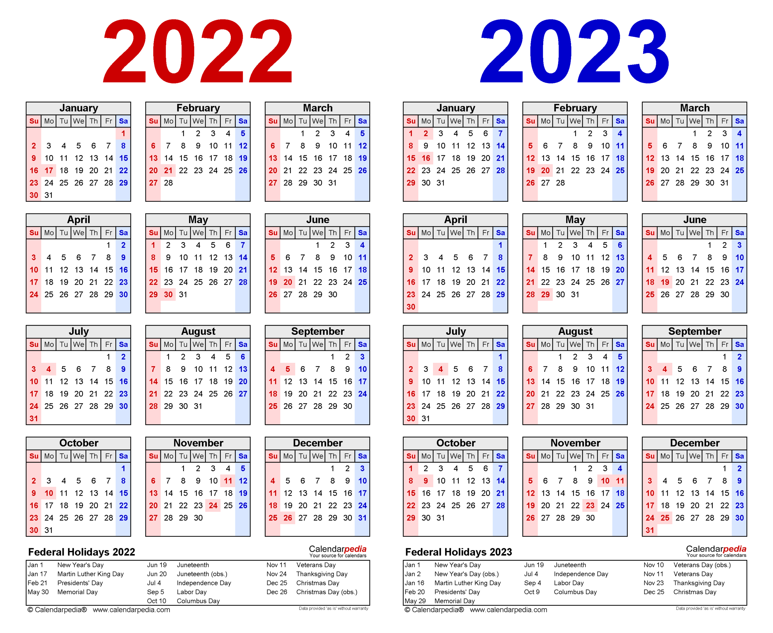 2022-2023 Two Year Calendar - Free Printable Word Templates-Three Year Printable Calendar 2021 To 2023