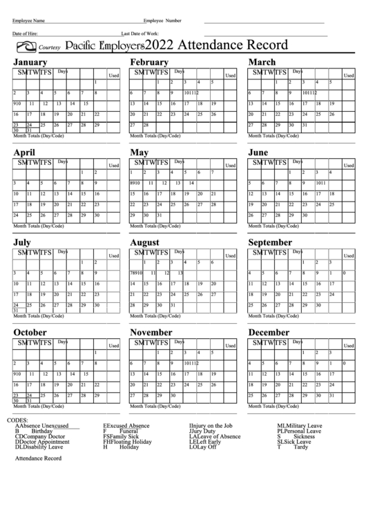 2022 Employee Attendance Calendar Free Printable - 2021-Free Employee Attendance Calendar 2021