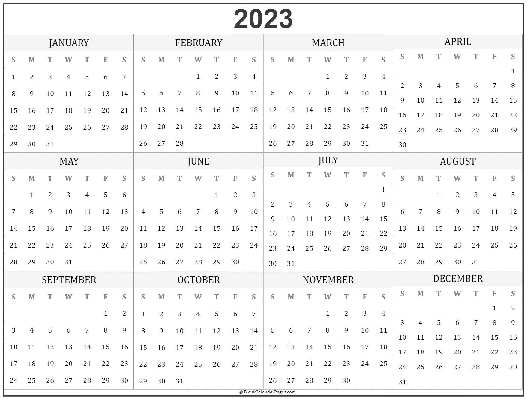 2023 Year Calendar | Yearly Printable-Three Year Printable Calendar 2021 To 2023