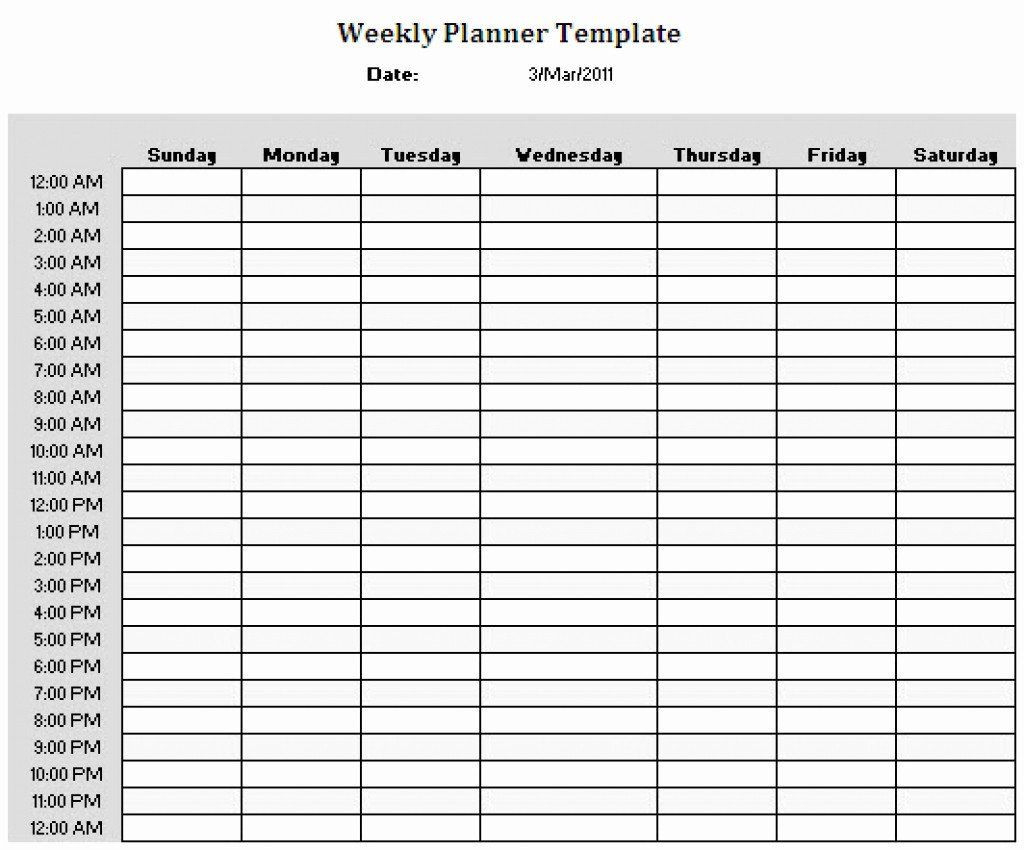 24 Hour Calendar Template Fresh Daily Schedule Template-Blank Hourly Calendar 2021