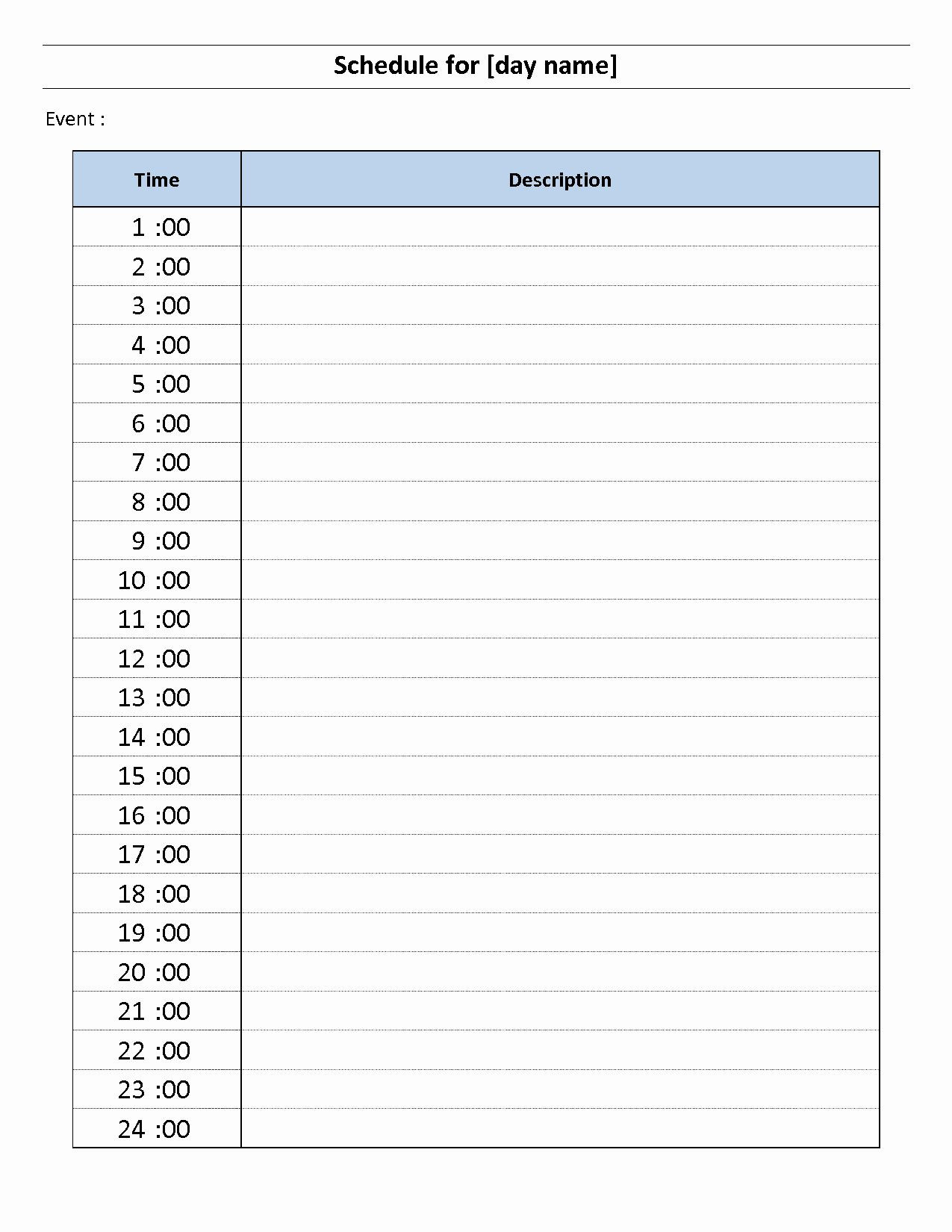 24 Hour Planner Template In 2020 | Daily Schedule Template-2021 Calendar Printable Half-Hourly