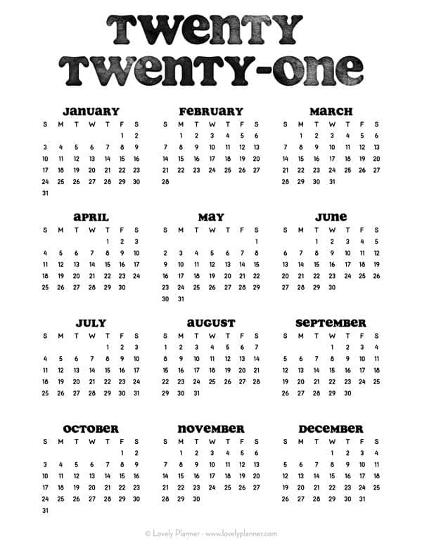 24 Pretty (&amp; Free) Printable One Page Calendars For 2021-Free Calendars 2021 Printable