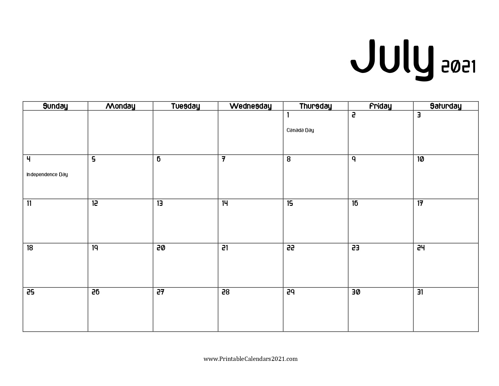 45+ July 2021 Calendar Printable, July 2021 Calendar Pdf-Day To Page Blank Calendar July 2021 Printable