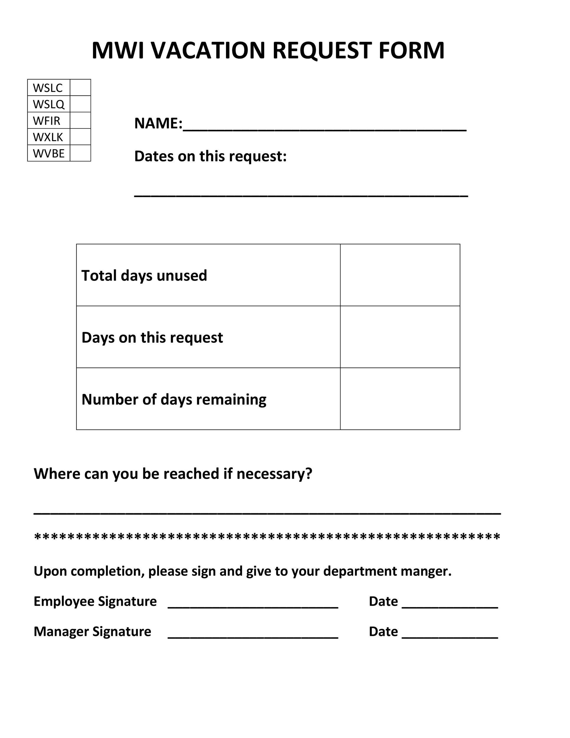 50 Professional Employee Vacation Request Forms [Word] ᐅ-Printable 2021 Vacation Forms