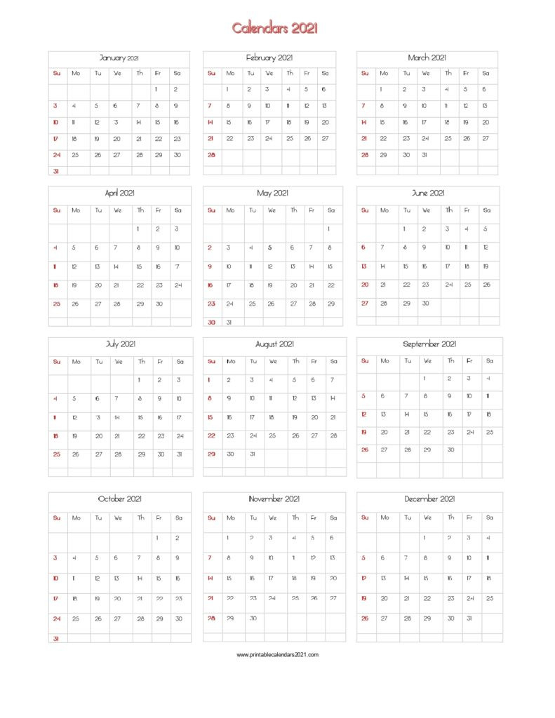 56+ Printable Calendar 2021 One Page, Printable 2021-2 Page 2021 Calendar Template Printable