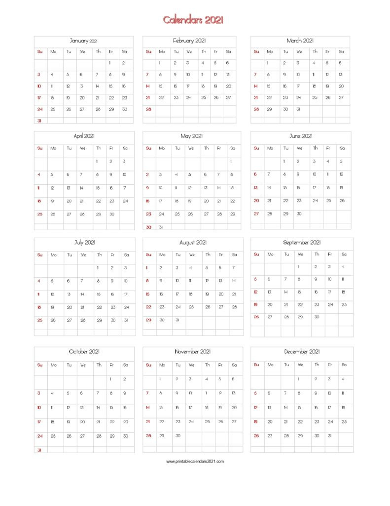 56+ Printable Calendar 2021 One Page, Printable 2021-2 Page 2021 Free Printable Planner Calendar