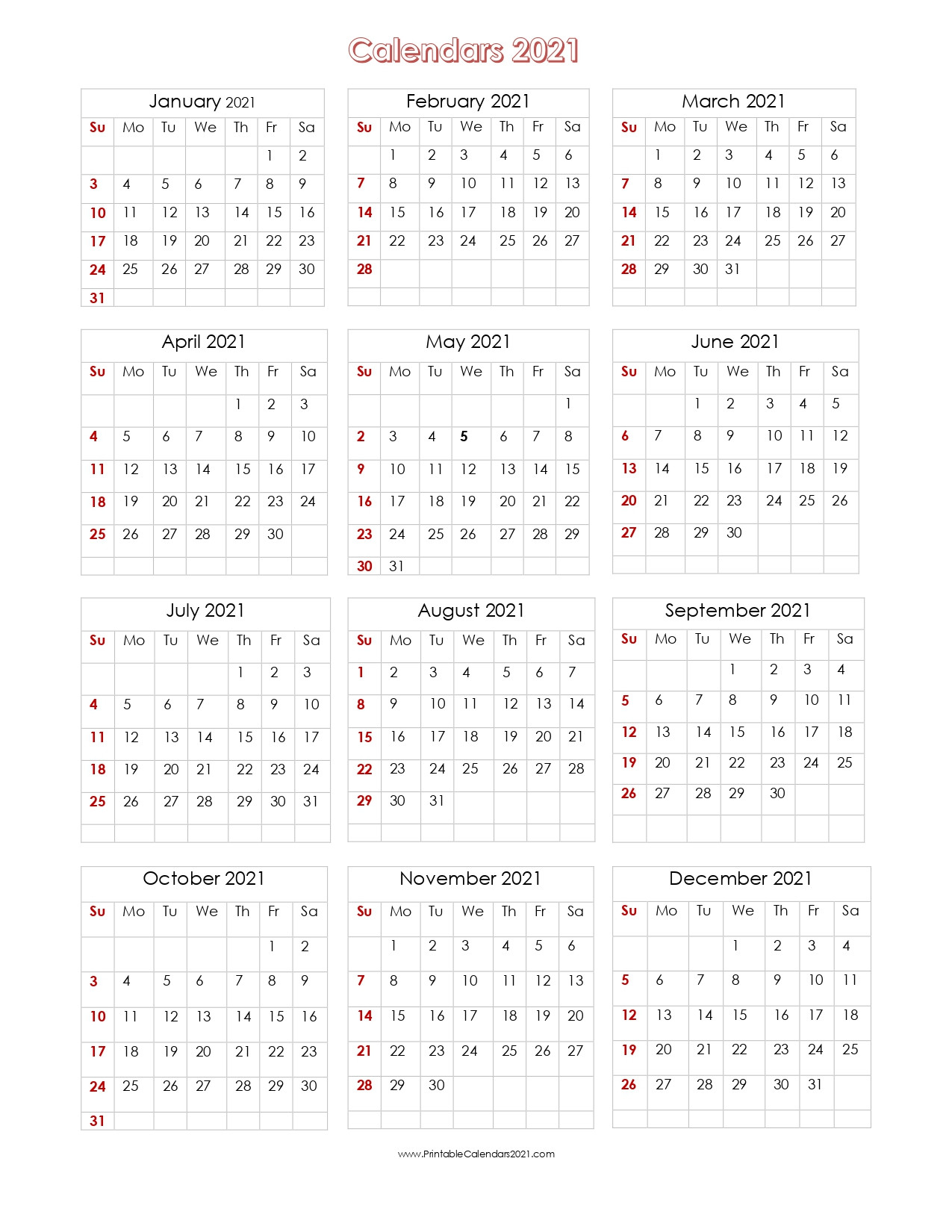 56+ Printable Calendar 2021 One Page, Printable 2021-2021 2021 Yearly Calendar Printable Free Pdf