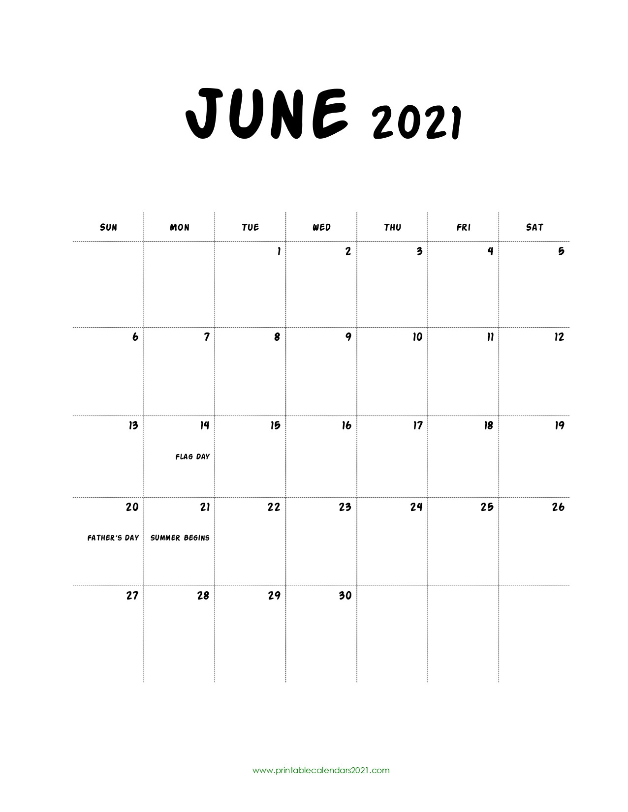 60+ Free June 2021 Calendar Printable With Holidays, Blank-Blank June Calendar 2021