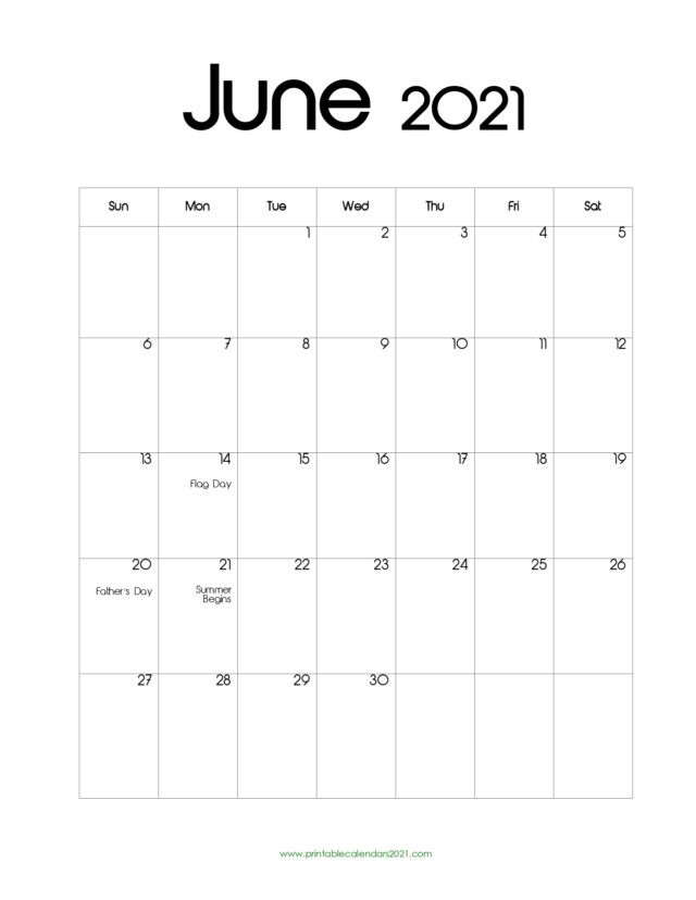 60+ Free June 2021 Calendar Printable With Holidays, Blank-Blank June Calendar 2021