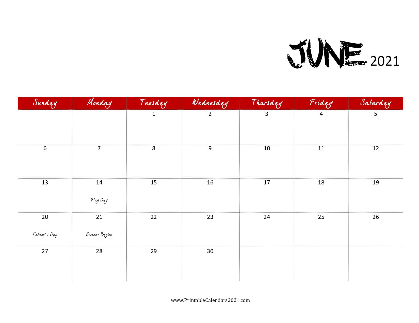 60+ Free June 2021 Calendar Printable With Holidays, Blank-June 2021 Printable
