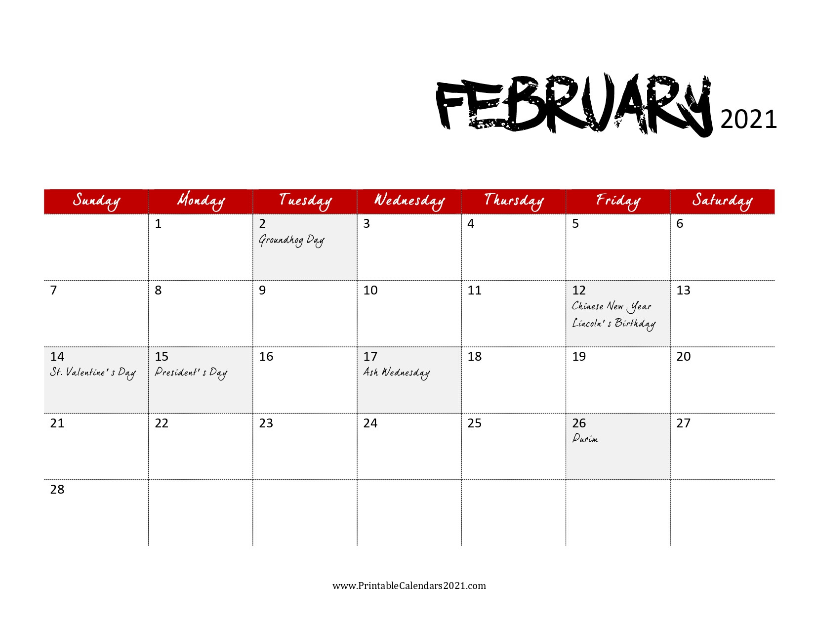 65+ Free February 2022 Calendar Printable With Holidays-Printable Calendar February 2021 Pdf