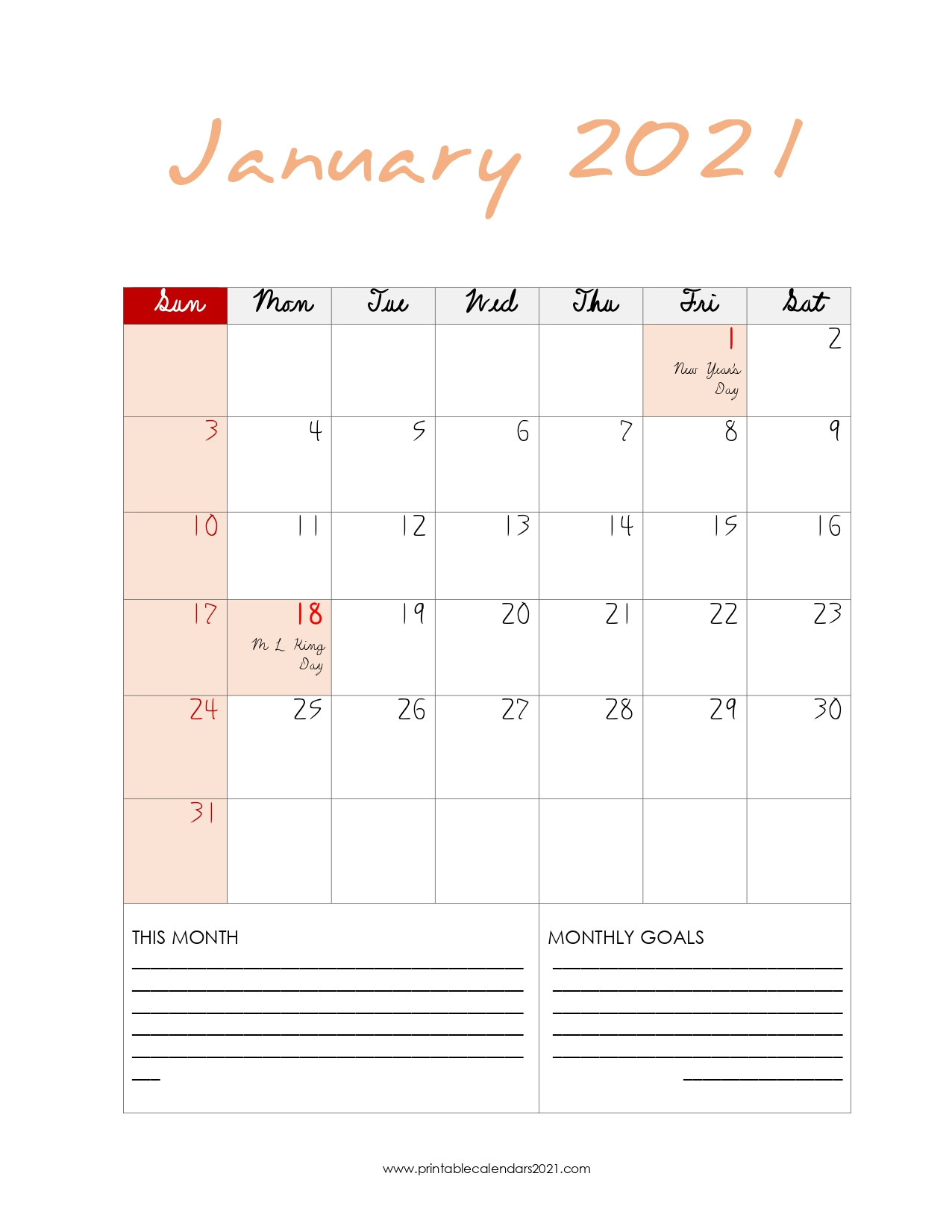 65+ January 2022 Calendar Printable, January 2022 Calendar-2021 Monthly Calendar Printable Pdf Bills