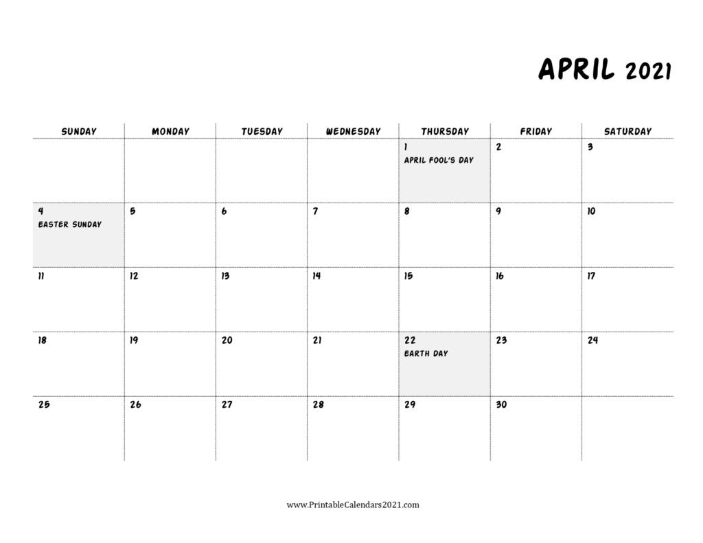 65+ Printable Calendar 2022 April With Holidays, April-2021 April Calendar Printable Calendar