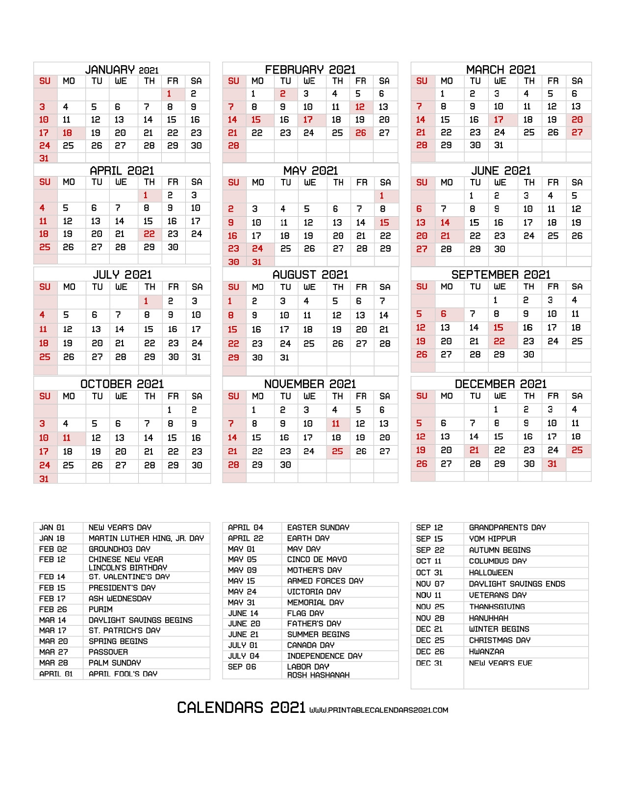 68+ Printable 2021 Yearly Calendar With Holidays, Portrait-2021 2021 Yearly Calendar Printable Free Pdf
