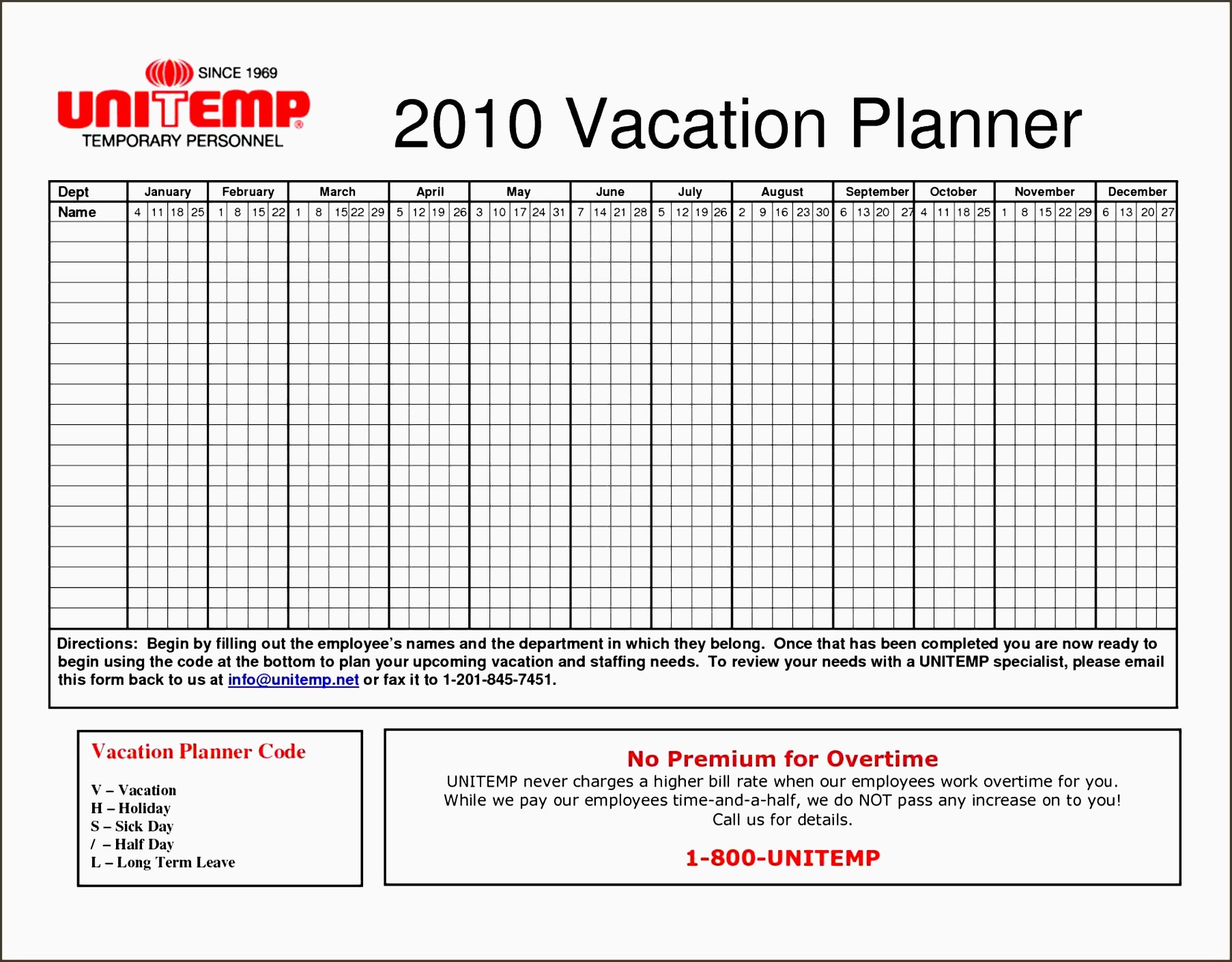 8 Vacation Planner For Employees - Sampletemplatess-Excel Template 2021 Vacation