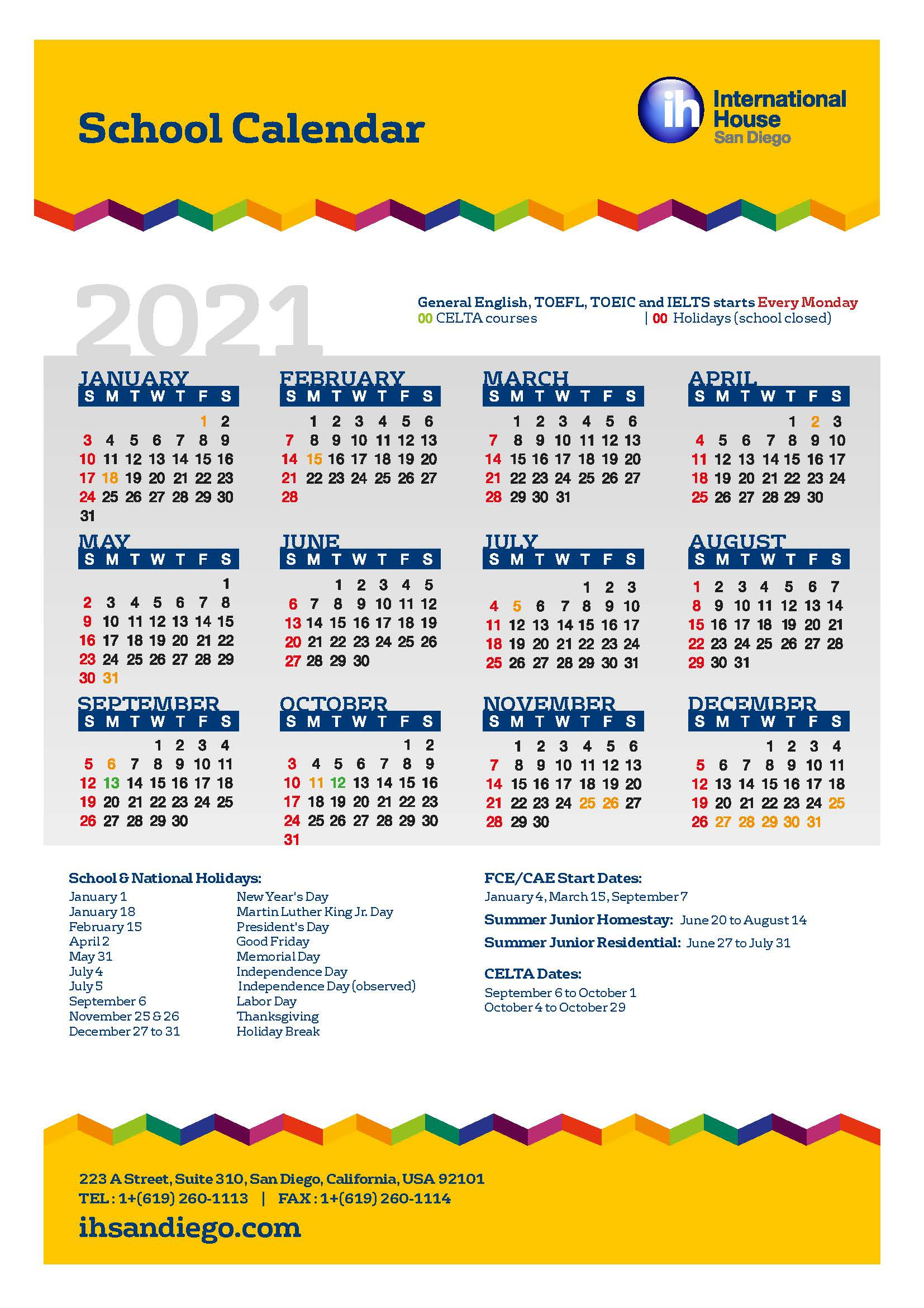 Admissions - International House San Diego-International School Holidays In Penang 2021
