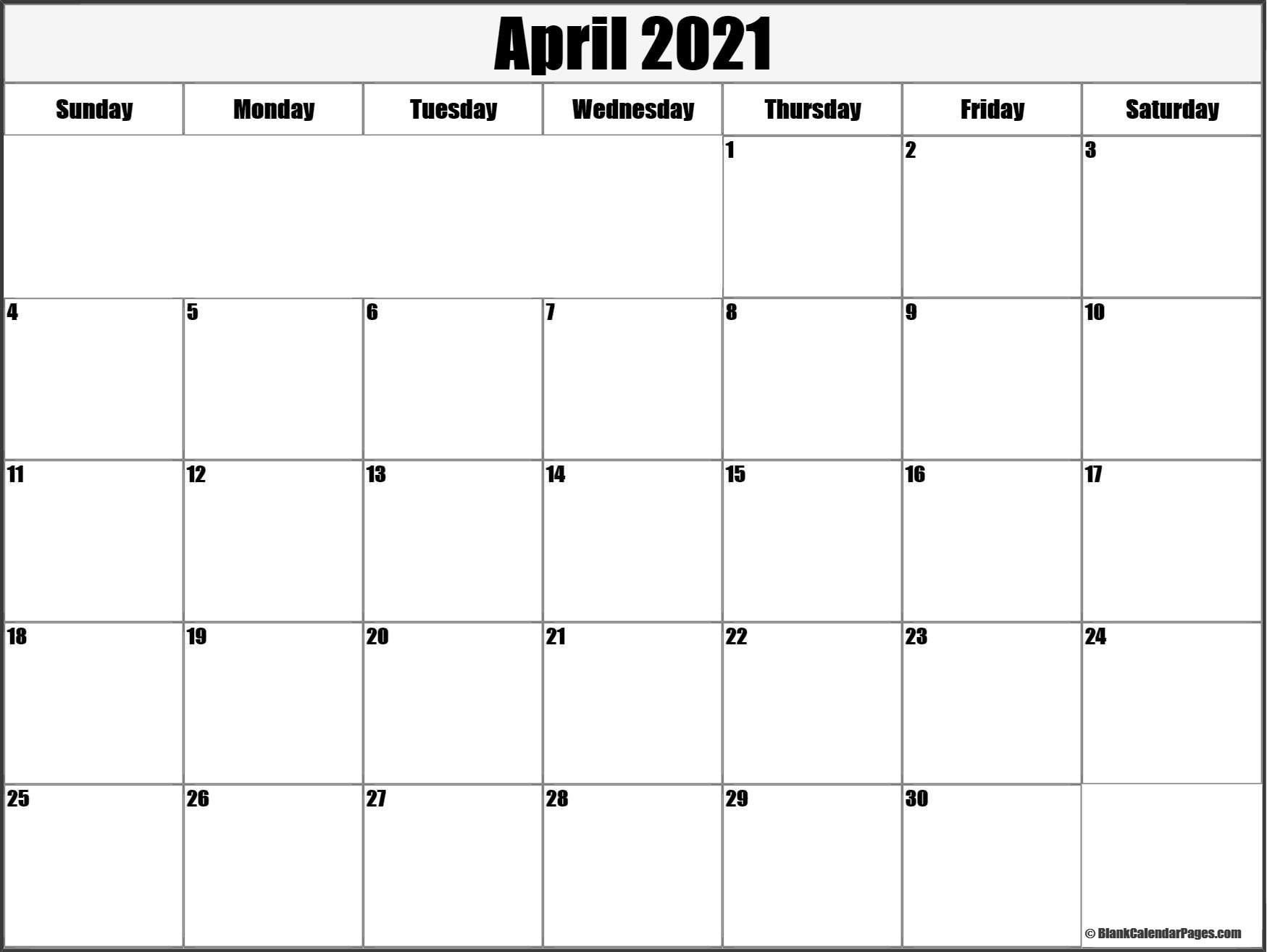 April 2021 Blank Calendar Collection.-2021 April Calendar Printable Calendar