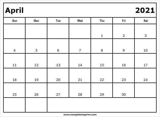April 2021 Blank Calendar | Printable Calendar 2021 Template-Blank April 2021 Calendar