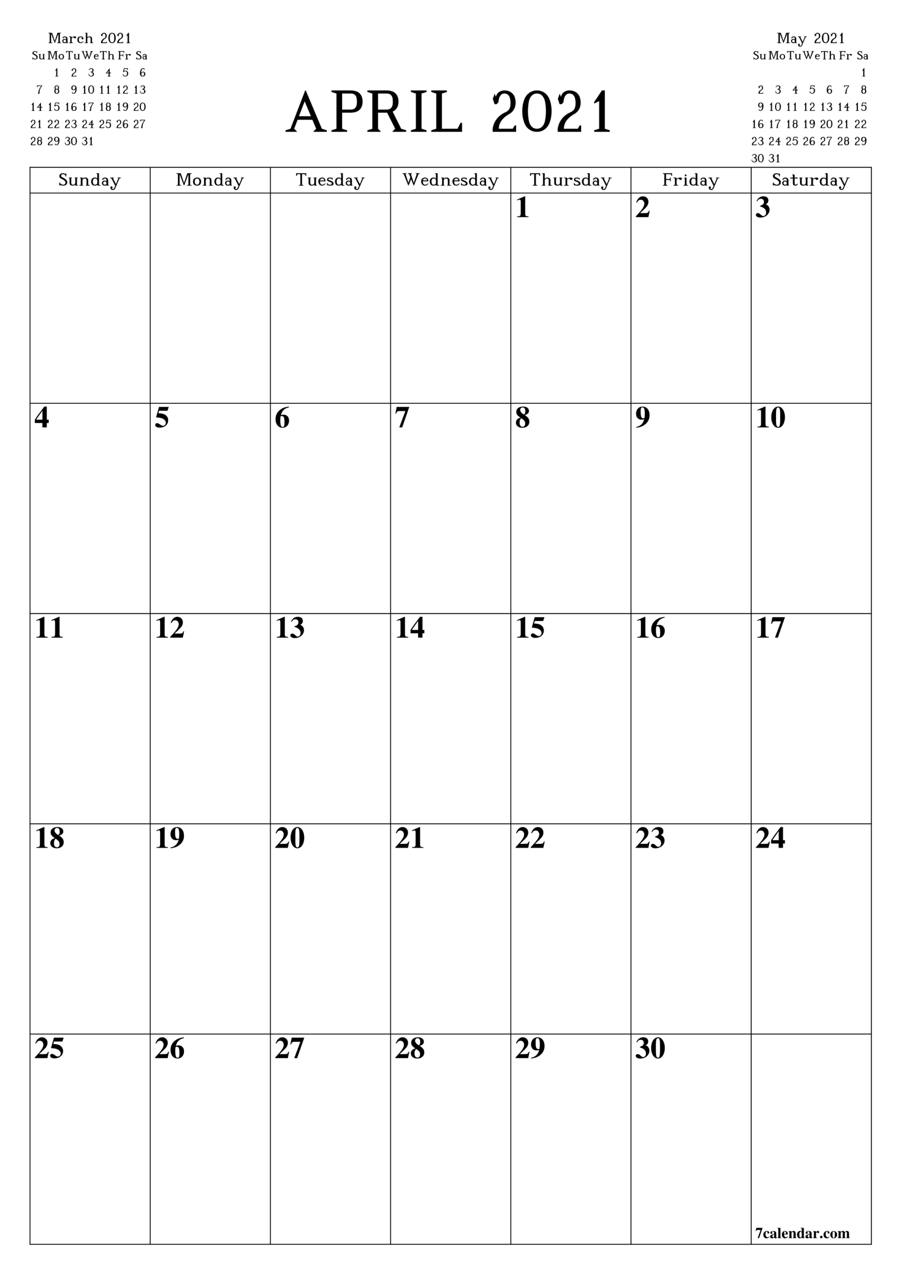 April 2021 Planner-2021 Employee Schedule Planner
