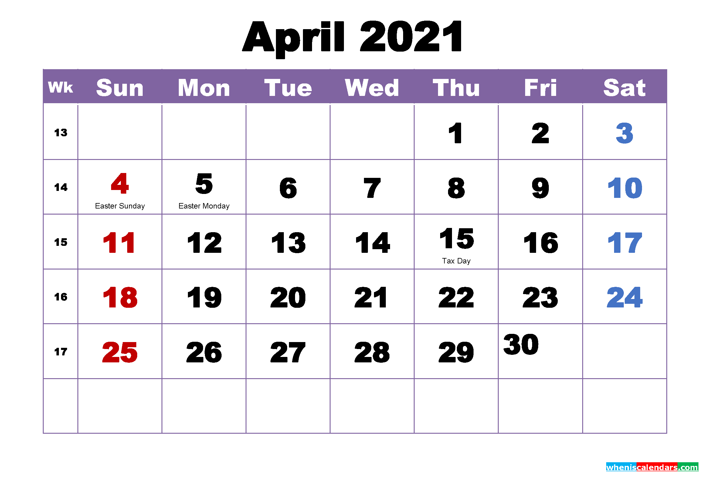 April 2021 Printable Calendar With Holidays Word, Pdf | Free Printable 2020 Monthly Calendar-April 2021 Calendar Printable Free