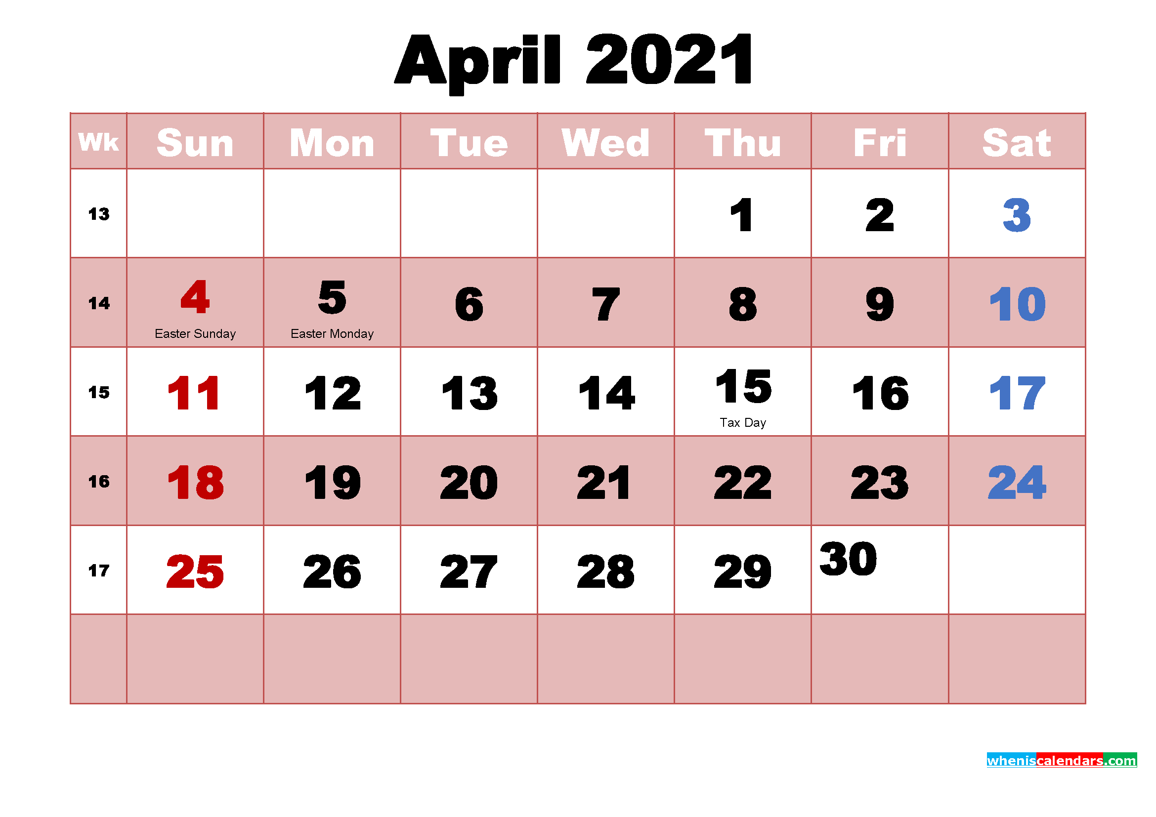 April 2021 Printable Monthly Calendar With Holidays | Free Printable 2020 Monthly Calendar With-April 2021 Calendar Printable Free