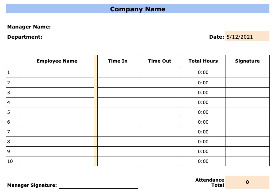 Attendance Sheet Free Printable 2021 Employee Attendance-2021 Printable Employee Attendance Calendar