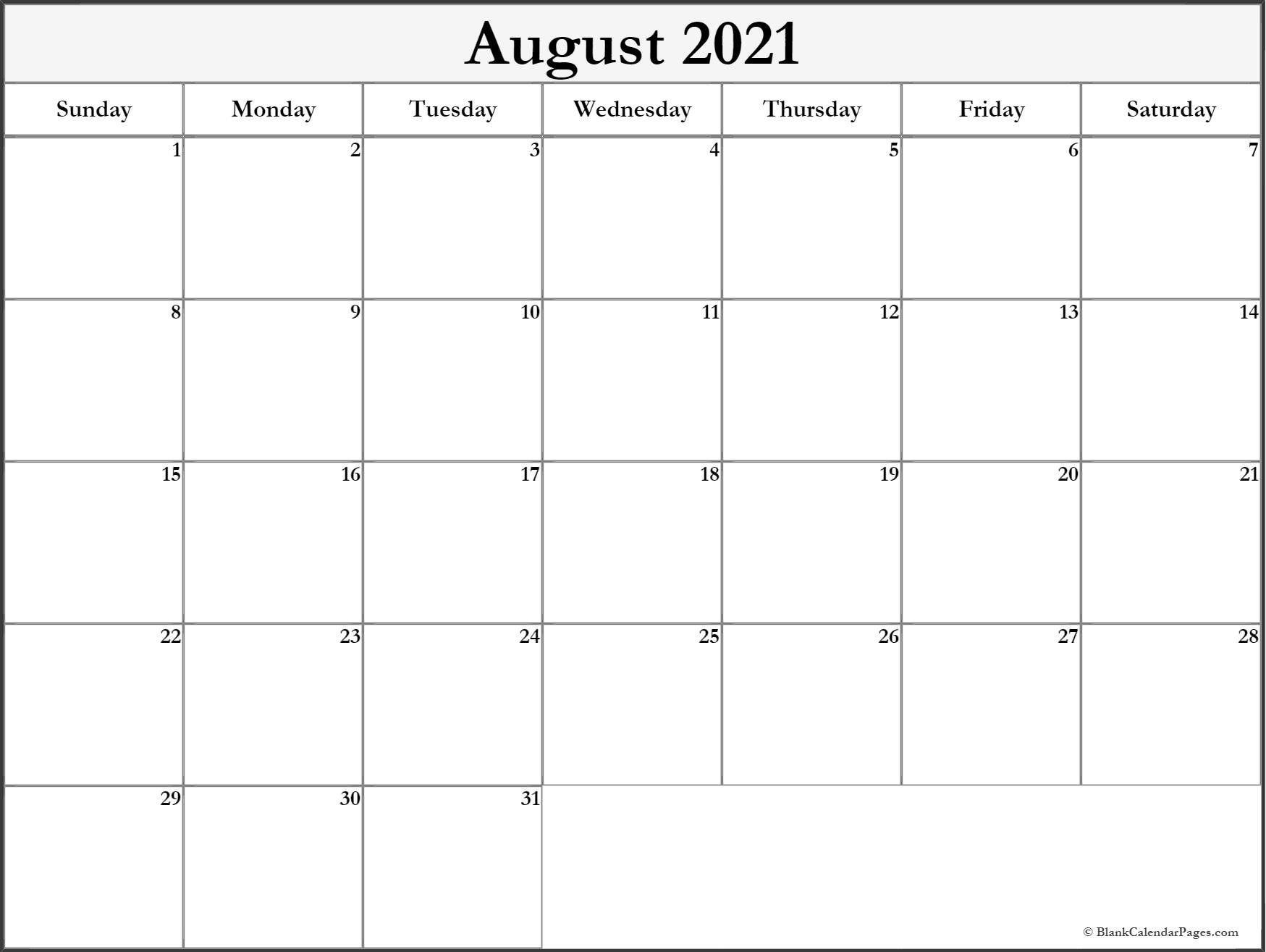 August 2021 Blank Calendar Templates.-Hourly Aug 2021 Calendar